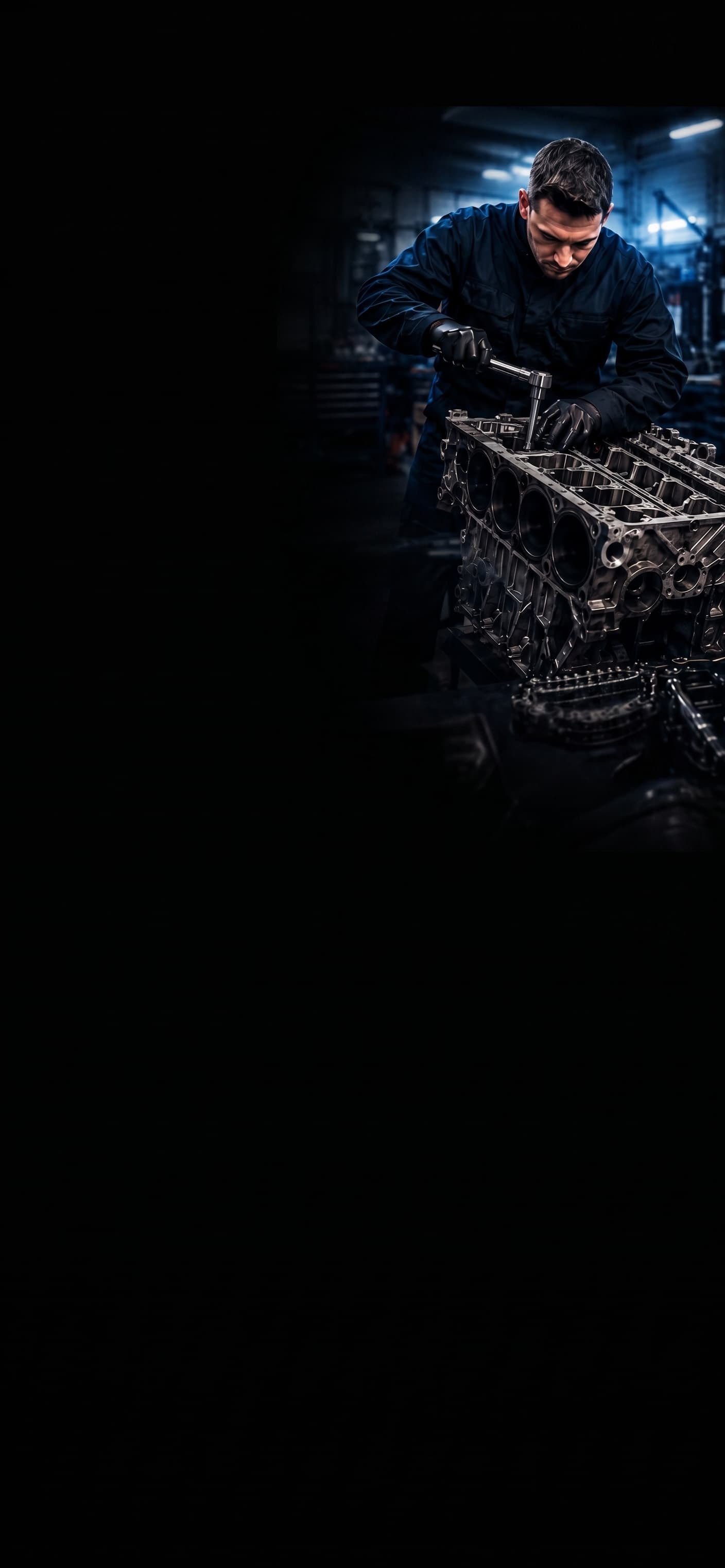 BMW technician rebuilding an engine block