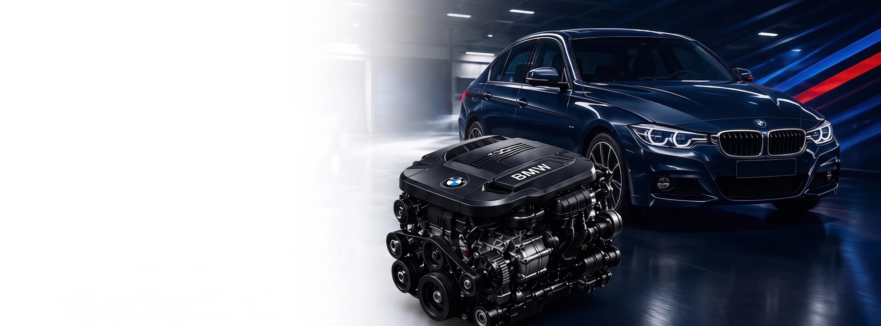 BMW 320d engine and sedan